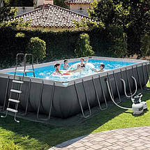Прямоугольный каркасный бассейн Intex 26368 Ultra frame pool с песочным фильтром наземный большой семейный, фото 3