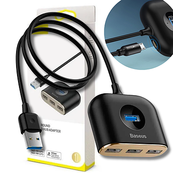 USB хаб розгалужувач на 4 порти юсб 3.0 пристрій Перехідник Hub концентратор для комп'ютера ноутбука Baseus