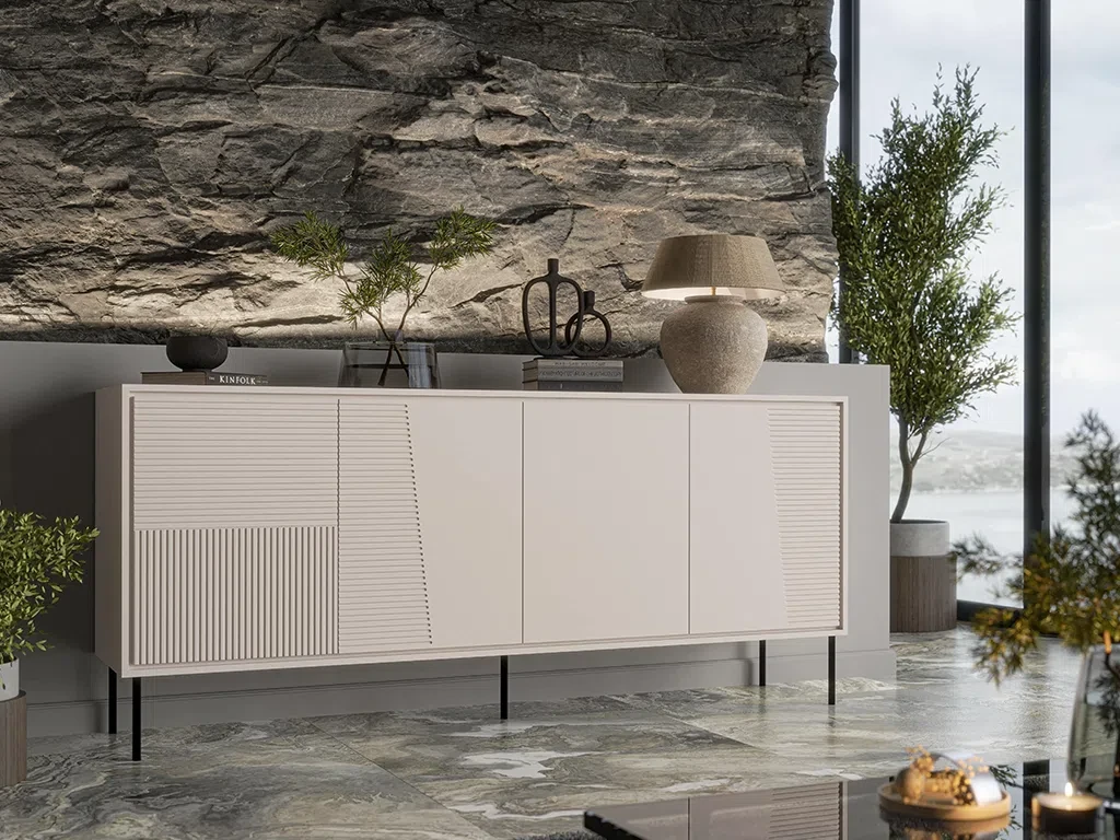 Комод у вітальню Abi 200 4D (кашемір/чорний), фото 1