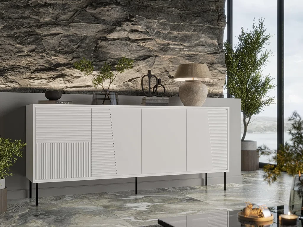 Комод у вітальню Abi 200 4D (білий/чорний), фото 1