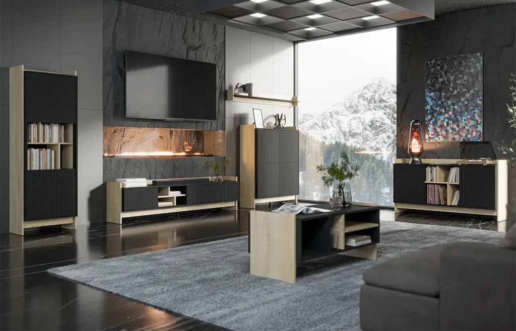 Набір меблів для вітальні Porto (дуб Кремона/чорний), фото 1