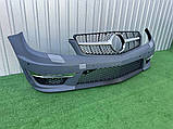 Передняя решетка Diamond Silver для Mercedes C-class W204 2007-2015 гг, фото 5