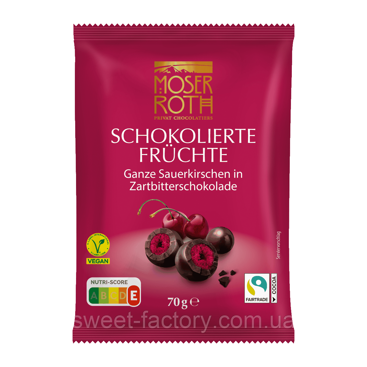 Шоколадні цукерки Moser Roth Schokolierte Fruchte Kirschen Zartbitter 70g