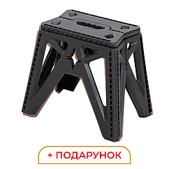 Пластикова складна табуретка туристична похідна розкладний табурет для кемпінгу 38х28х33 см Чорний Lugi