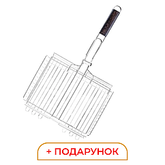 Решітка гриль велика глибока 32×25 (см) для багаття гриля мангала кемпінгу Lugi