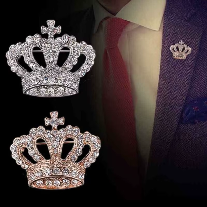 Шикарна брошка CROWN у вигляді Корони брошка з короною та кристалами