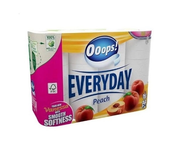 Туалетний папір Ooops! Everyday Peach 24 шт 120 відривів, фото 1