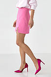 Спідниця-міні з розрізом спереду - рожевий цвет, 40р (є розміри), фото 5