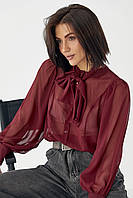 Прозора блуза з рукавами-ліхтариками - бордо цвет, M (є розміри)