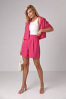 Літній жіночий костюм з жакетом та шортами - фуксія цвет, S (є розміри)