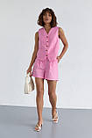Жіночий костюм із шортами та жилеткою - рожевий цвет, L (є розміри), фото 7