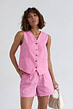 Жіночий костюм із шортами та жилеткою - рожевий цвет, L (є розміри), фото 8