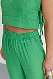 Літній жіночий костюм із брюками та топом із зав'язками - зелений цвет, L (є розміри), фото 4