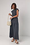 Літній трикотажний костюм з довгою спідницею та футболкою - темно-сірий цвет, L (є розміри) S, фото 8