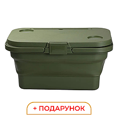 Складний кошик для пікніка з кришкою-столиком 44.8х26х14 см Зелений Lugi