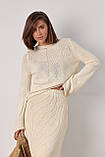 В'язаний костюм з джемпером та довгою спідницею з розрізом по нозі - бежевий цвет, ONE SIZE (є розміри), фото 2