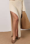 В'язаний костюм з джемпером та довгою спідницею з розрізом по нозі - бежевий цвет, ONE SIZE (є розміри), фото 3