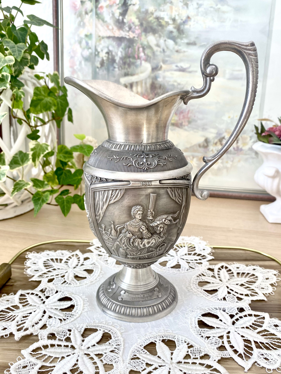 Колекційний олов'яний глечик, харчове олово, Німеччина, Сюжети Рембрандта, дефект