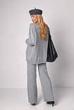 Жіночий костюм oversize у рубчик зі штанами палаццо - сірий цвет, ONE SIZE (є розміри), фото 3