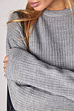 Жіночий костюм oversize у рубчик зі штанами палаццо - сірий цвет, ONE SIZE (є розміри), фото 5