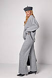 Жіночий костюм oversize у рубчик зі штанами палаццо - сірий цвет, ONE SIZE (є розміри), фото 6