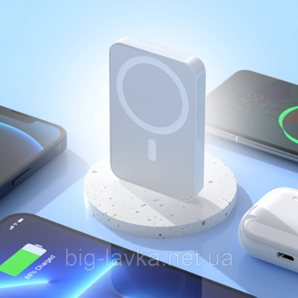 Повербанк Magsafe з бездротовою зарядкою 10000 мАг Білий, фото 1