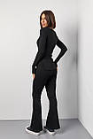 Костюм зі штанами кльош і кофтинкою на ґудзиках - чорний цвет, ONE SIZE (є розміри), фото 2