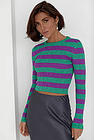 Приталений джемпер у яскраву смужку - фіолетовий цвет, ONE SIZE (є розміри)