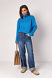Жіночий светр з блискавкою на комірі - синій цвет, ONE SIZE (є розміри), фото 2