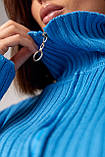 Жіночий светр з блискавкою на комірі - синій цвет, ONE SIZE (є розміри), фото 3
