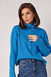 Жіночий светр з блискавкою на комірі - синій цвет, ONE SIZE (є розміри), фото 4
