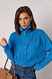 Жіночий светр з блискавкою на комірі - синій цвет, ONE SIZE (є розміри), фото 5