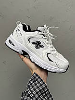 Кросівки New Balance 530 White Black унісекс Нью Беланс 530 Білі з чорним сітка шкіра весна-літо, фото 5