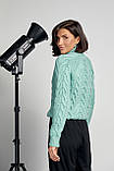 Жіночий светр із крупної в'язки в косичку - м'ятний цвет, ONE SIZE (є розміри), фото 2