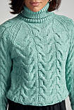 Жіночий светр із крупної в'язки в косичку - м'ятний цвет, ONE SIZE (є розміри), фото 4