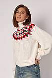 Короткий в'язаний светр з орнаментом - молочний цвет, ONE SIZE (є розміри), фото 5