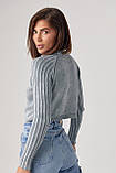 Короткий жіночий светр у техніці тай-дай - сірий цвет, ONE SIZE (є розміри), фото 2