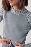 Короткий жіночий светр у техніці тай-дай - сірий цвет, ONE SIZE (є розміри), фото 4