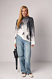 Кофта з ворсистої пряжі із абстрактним візерунком - сірий цвет, ONE SIZE (є розміри), фото 3