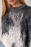 Кофта з ворсистої пряжі із абстрактним візерунком - сірий цвет, ONE SIZE (є розміри), фото 4