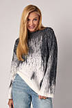 Кофта з ворсистої пряжі із абстрактним візерунком - сірий цвет, ONE SIZE (є розміри), фото 5