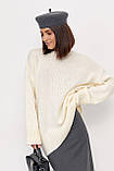 Жіноча в'язана кофта oversize - кремовий цвет, ONE SIZE (є розміри), фото 5