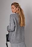 Жіночий подовжений в'язаний джемпер oversize - сірий цвет, ONE SIZE (є розміри), фото 2