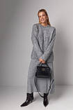 Жіночий подовжений в'язаний джемпер oversize - сірий цвет, ONE SIZE (є розміри), фото 3