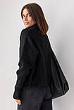 Светр жіночий на блискавці з високим коміром - чорний цвет, ONE SIZE (є розміри), фото 2
