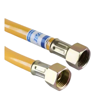 Рукав газовий 2,5м для підключення приладів до газової системи гайка/гайка жовтий Waterstal