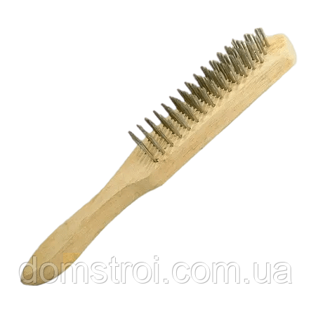 Щітка зачистна по металу корщітка 4-5 рядна (BT-0002) дерев'яна 260х30 мм, фото 2