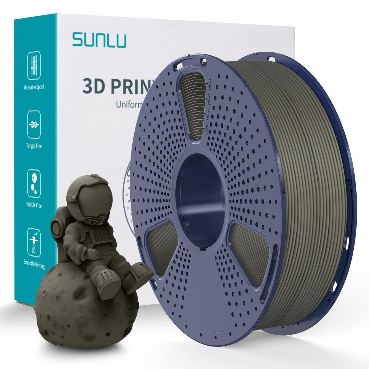 Пластик SUNLU PLA Matte Clay, Reusable Spool, 1.75мм, 1кг, 330м, 205-245°C, Глина філамент для 3Д-друку, фото 1