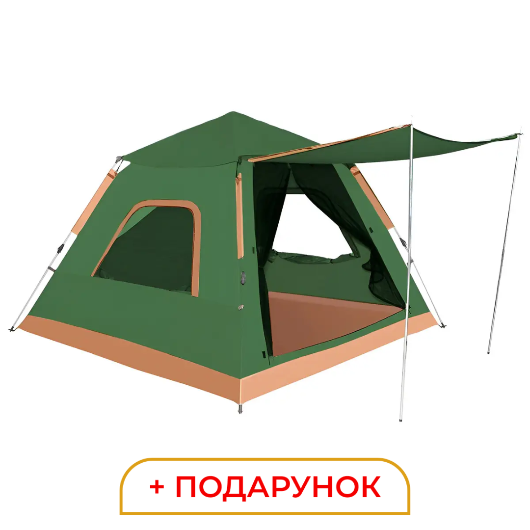 Намет кемпінговий 3х місний з тентом 2.35×2.35 м автоматичний для туризму, риболовлі, походу, пляжу літній Lugi