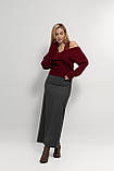 В'язана кофта на запах із мереживом - бордо цвет, ONE SIZE (є розміри), фото 3